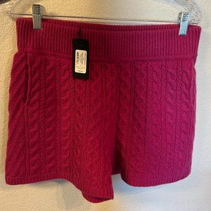 100% CASHMERE Size M/L Cable Knit Shorts w/ Pockets